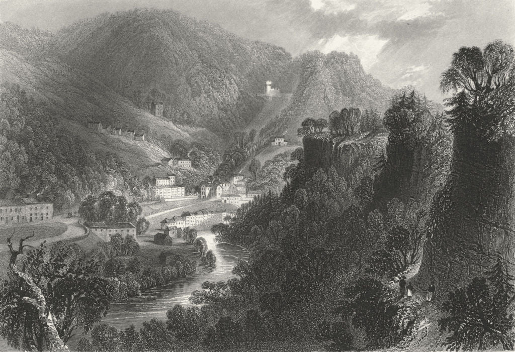 DERBYS. Matlock Bath. WH Bartlett 1842 old antique vintage print picture